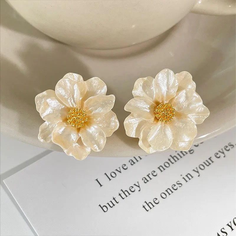 White Camellia Earrings