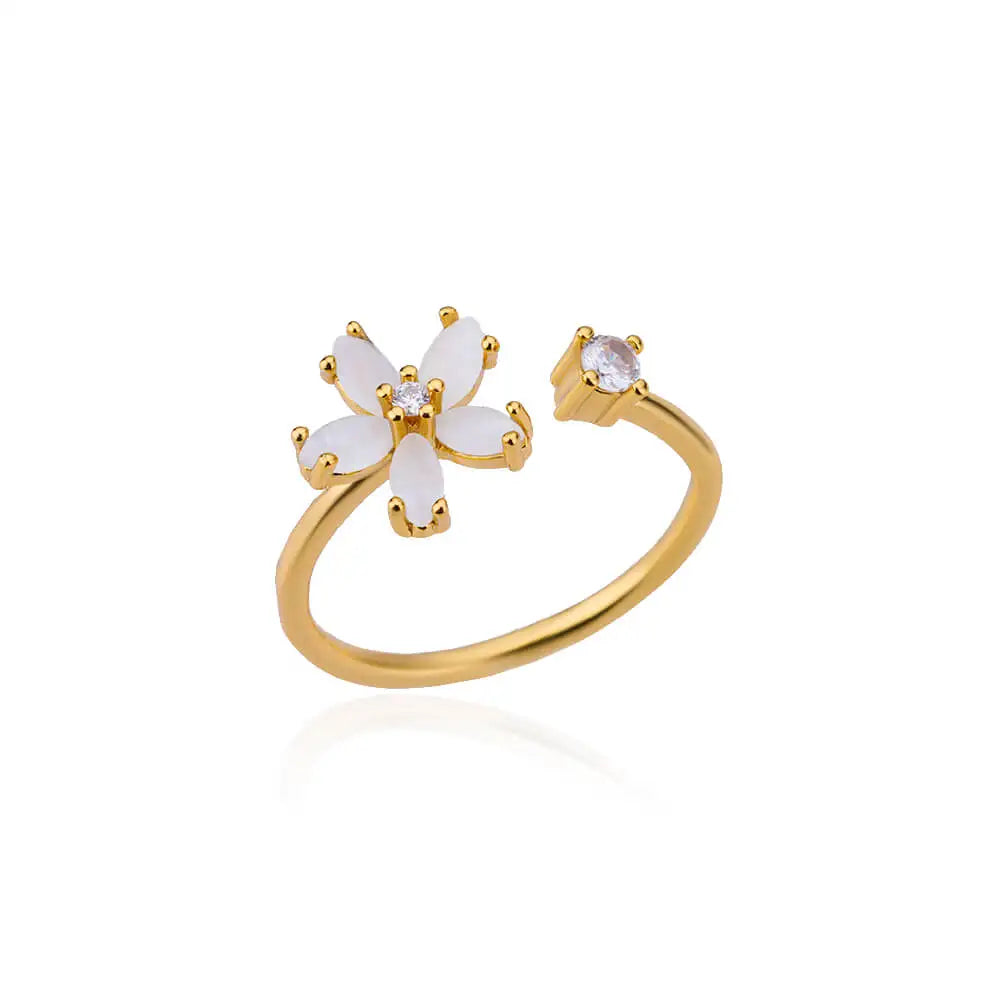 Flower Ring with Opal Zirconia Stone
