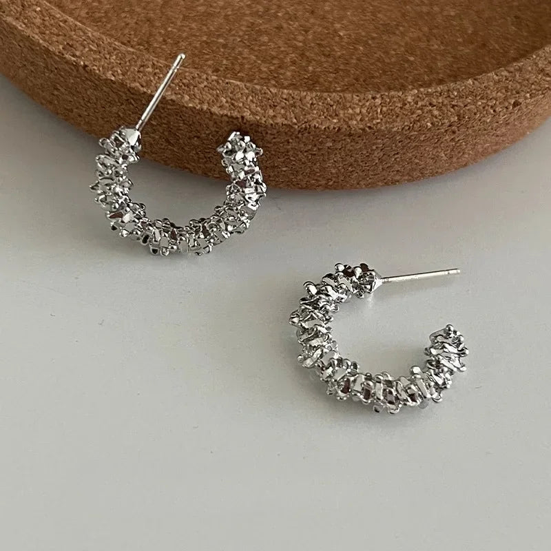 Gold Metallic Flower Earrings