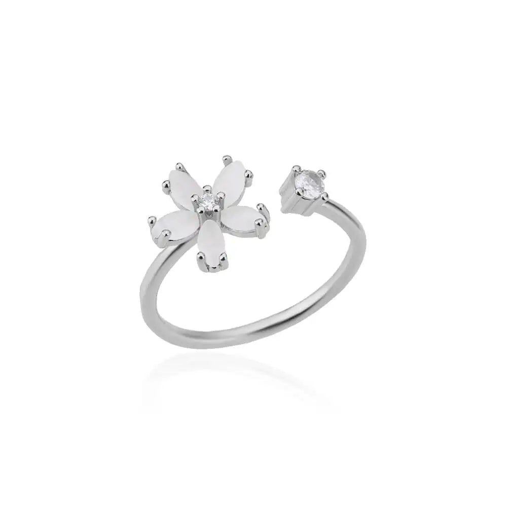 Flower Ring with Opal Zirconia Stone