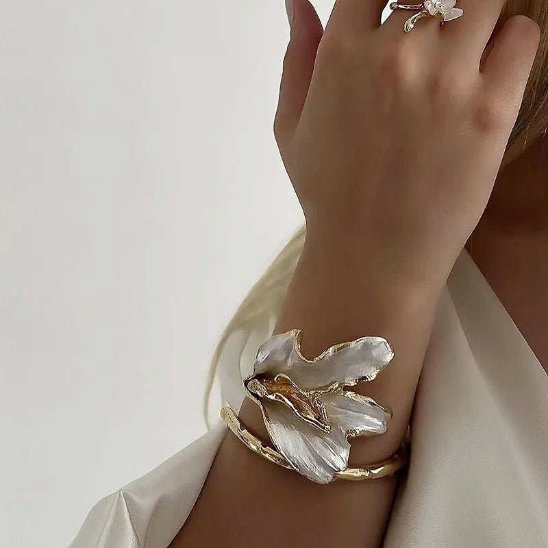 Bloom Open Bangle in Modern Metallic Design