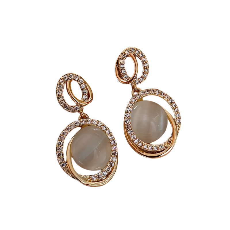 Opal and Cubic Zirconia Flower Earrings