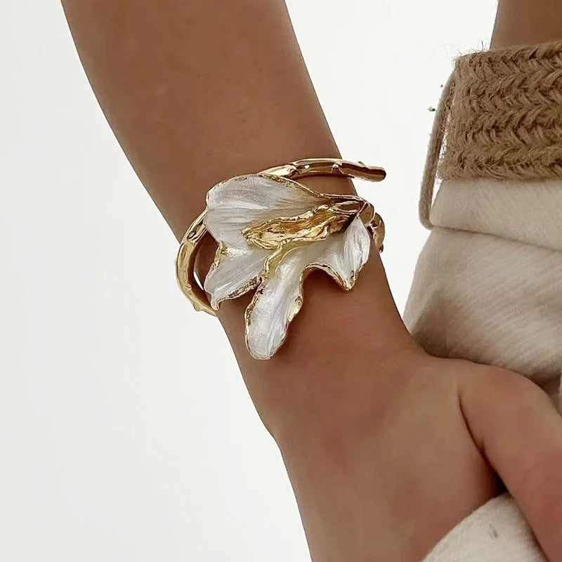 Bloom Open Bangle in Modern Metallic Design