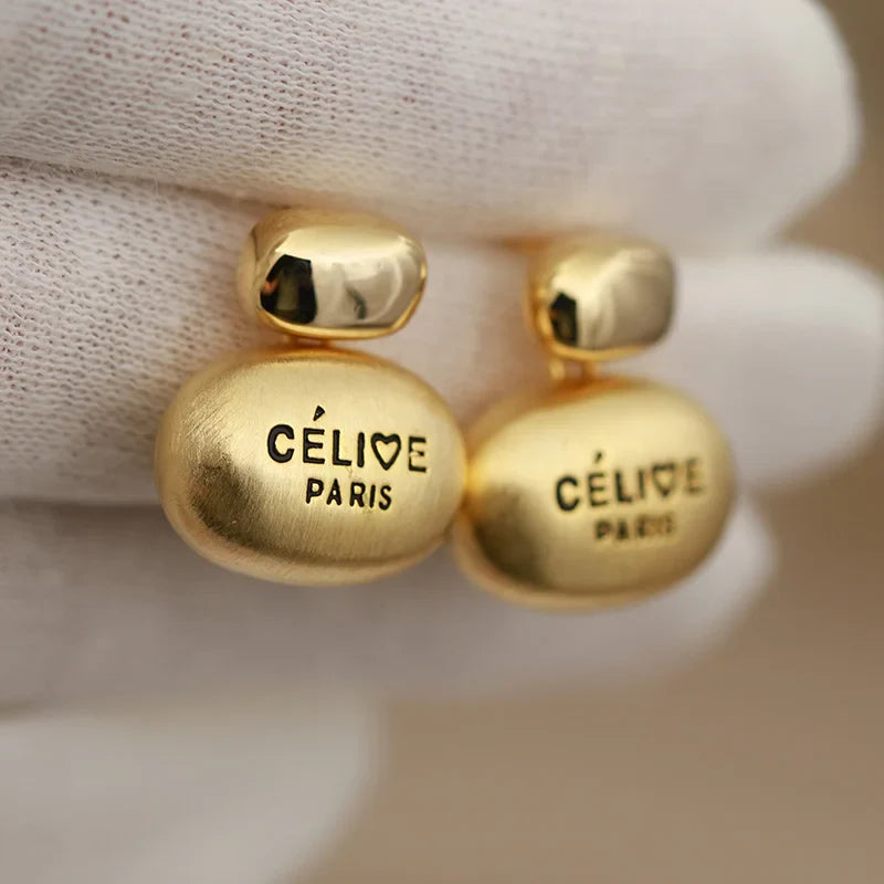 GOLD CELINE EARRING