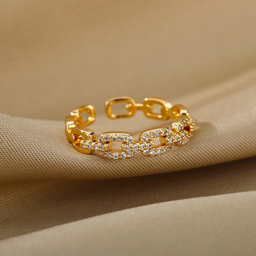ZIRCON CHAIN LINK RING