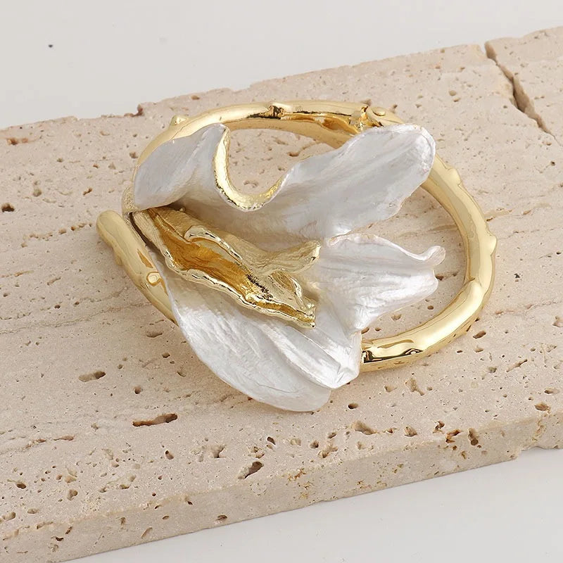 Bloom Open Bangle in Modern Metallic Design