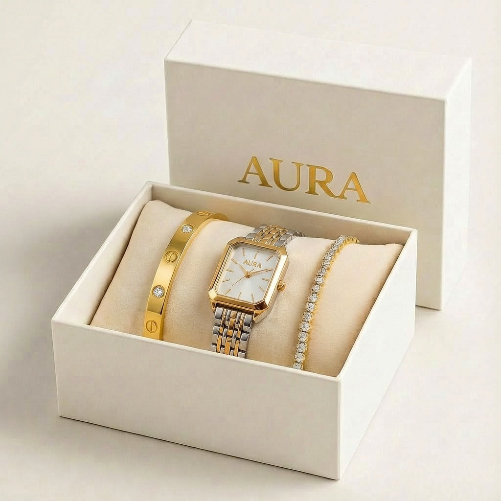 AURA TIMELESS SET – Watch + Classic Bangle + Riviera Bracelet