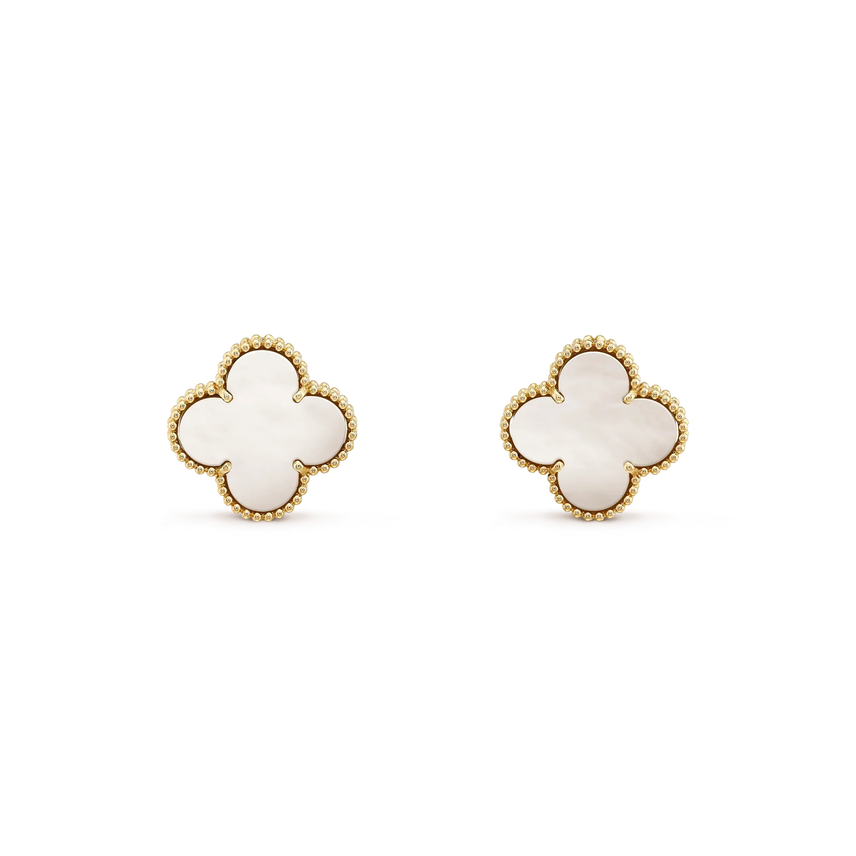 CLOVER MEDIUM 1 MOTIFS  WHITE MOP STUD EARRINGS